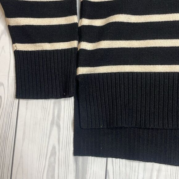 NWT Zara Black Striped Sweater Quarter Zip Blogger Favorite Small - Picture 6 of 13